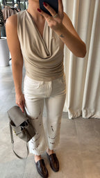 Drape Blouse - Beige