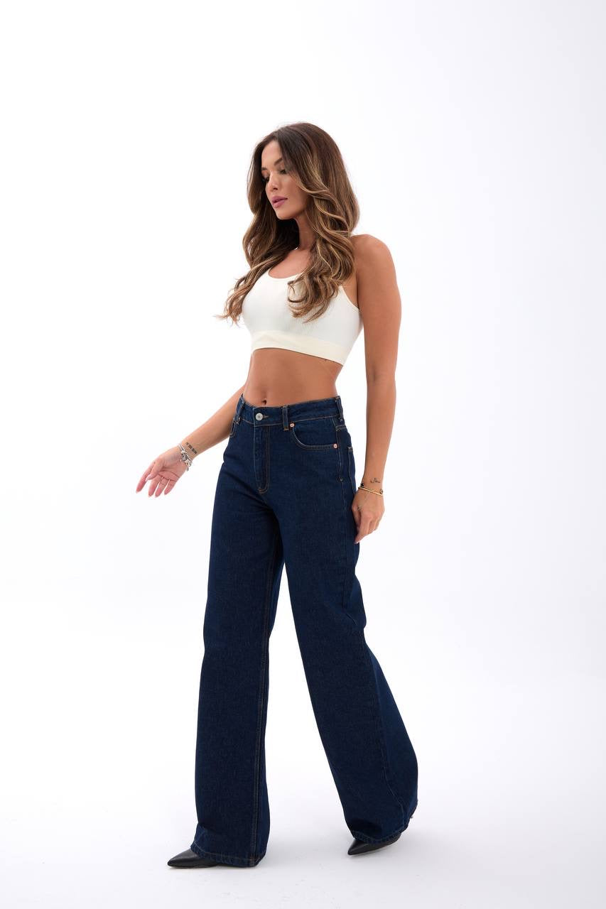 Navy Wide Leg Jeans