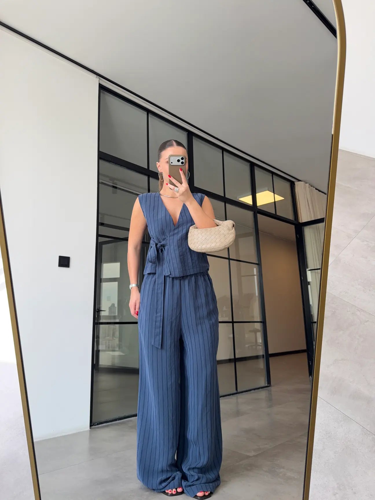 Striped Tencel Set - Navy