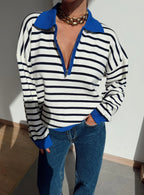 Zip Stripe Knit - Blue