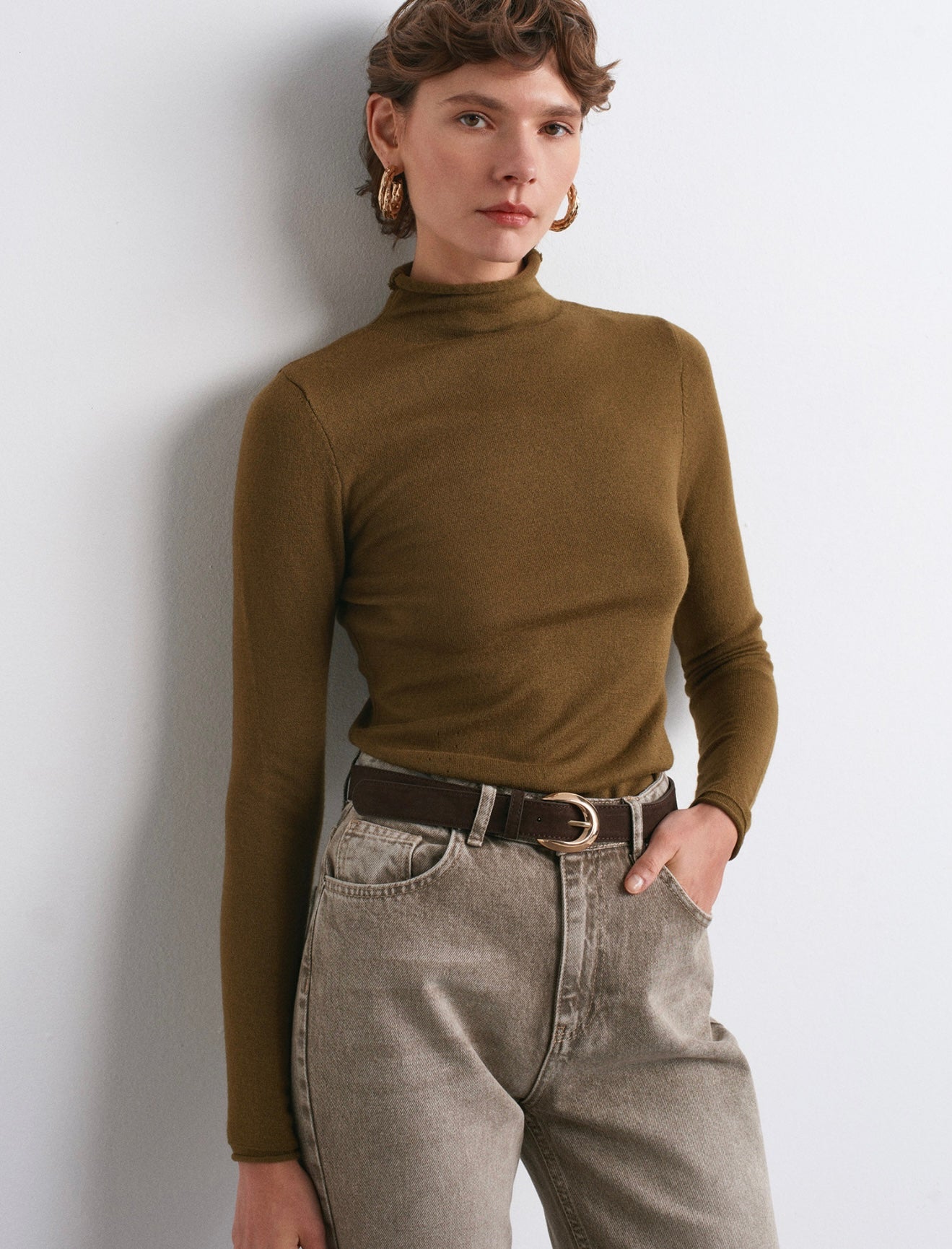 Oil Green Soft Knitwear