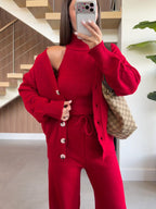 Knit 3-Piece Set - Red