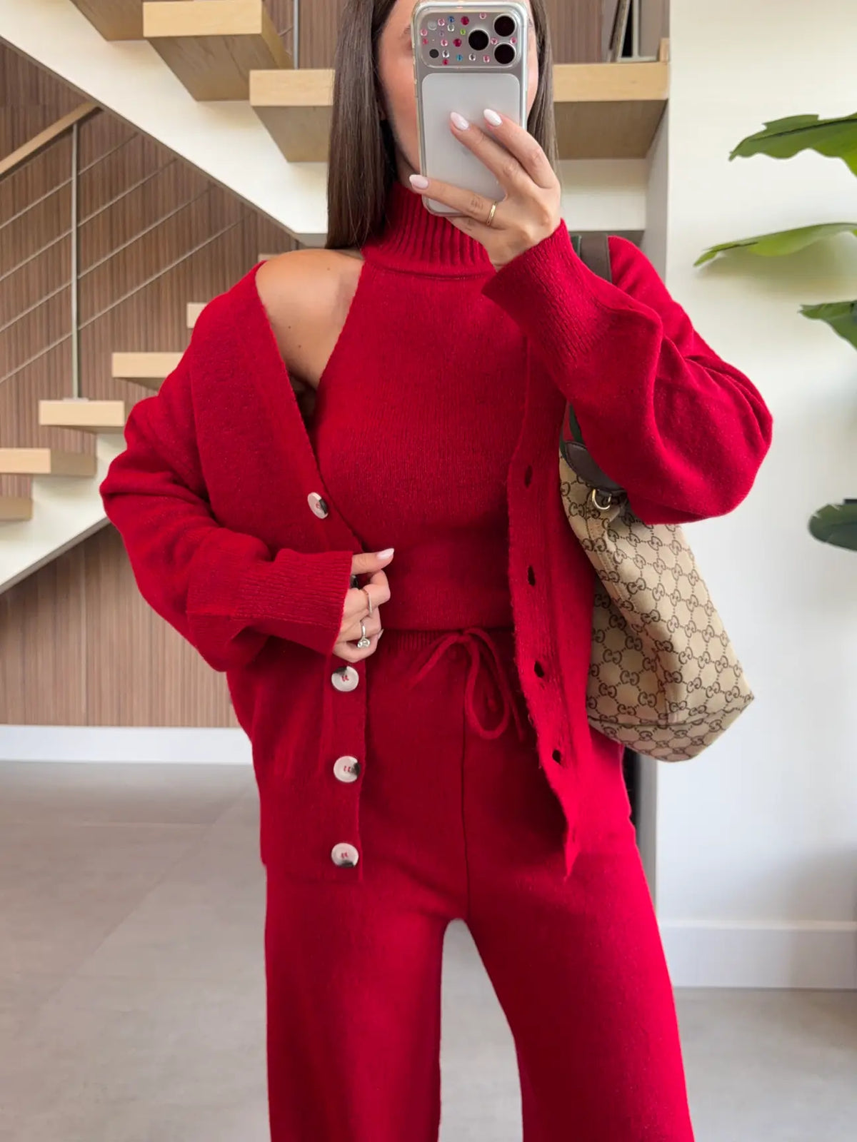 Knit 3-Piece Set - Red