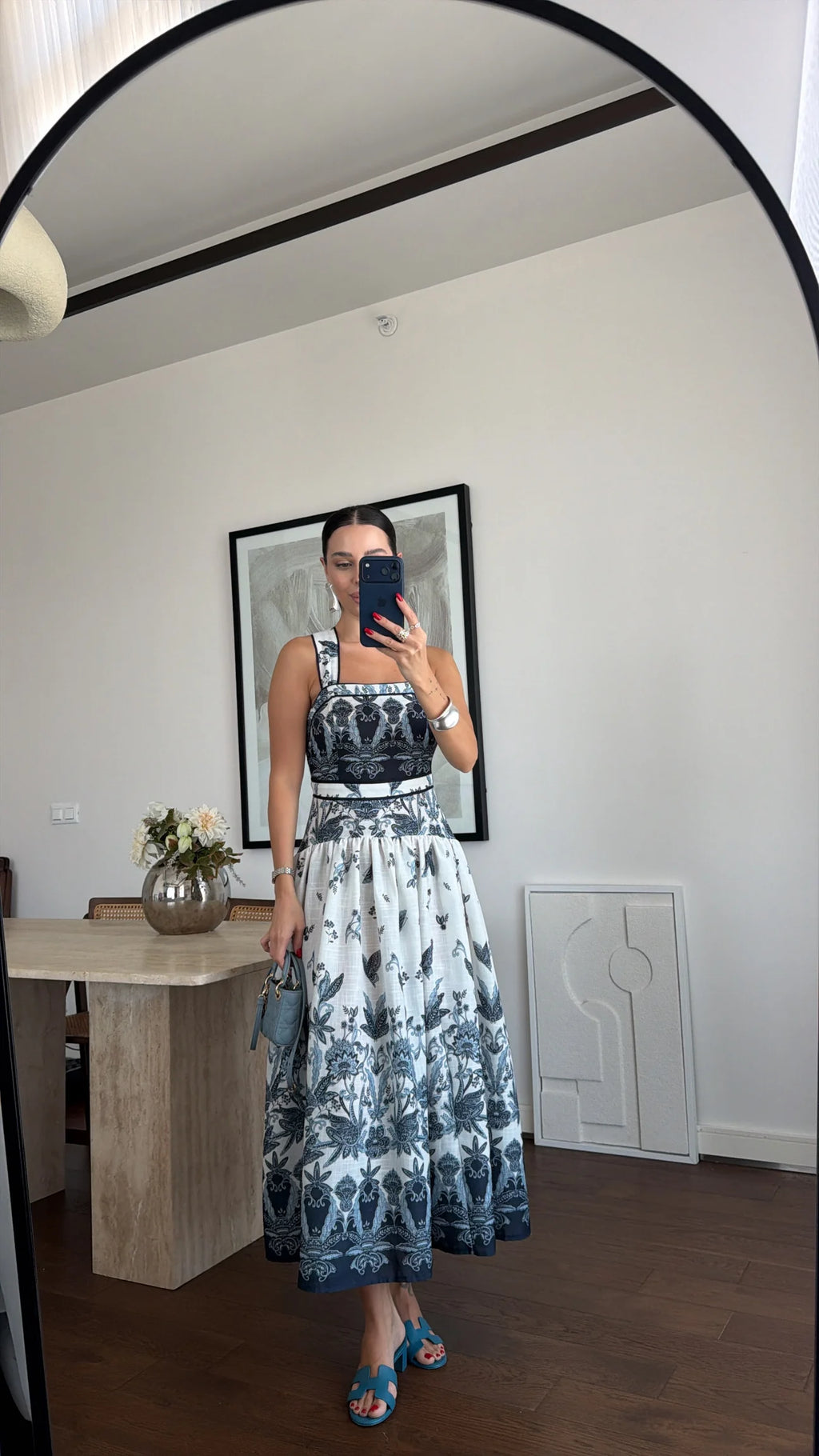 Patterned Navy Dress