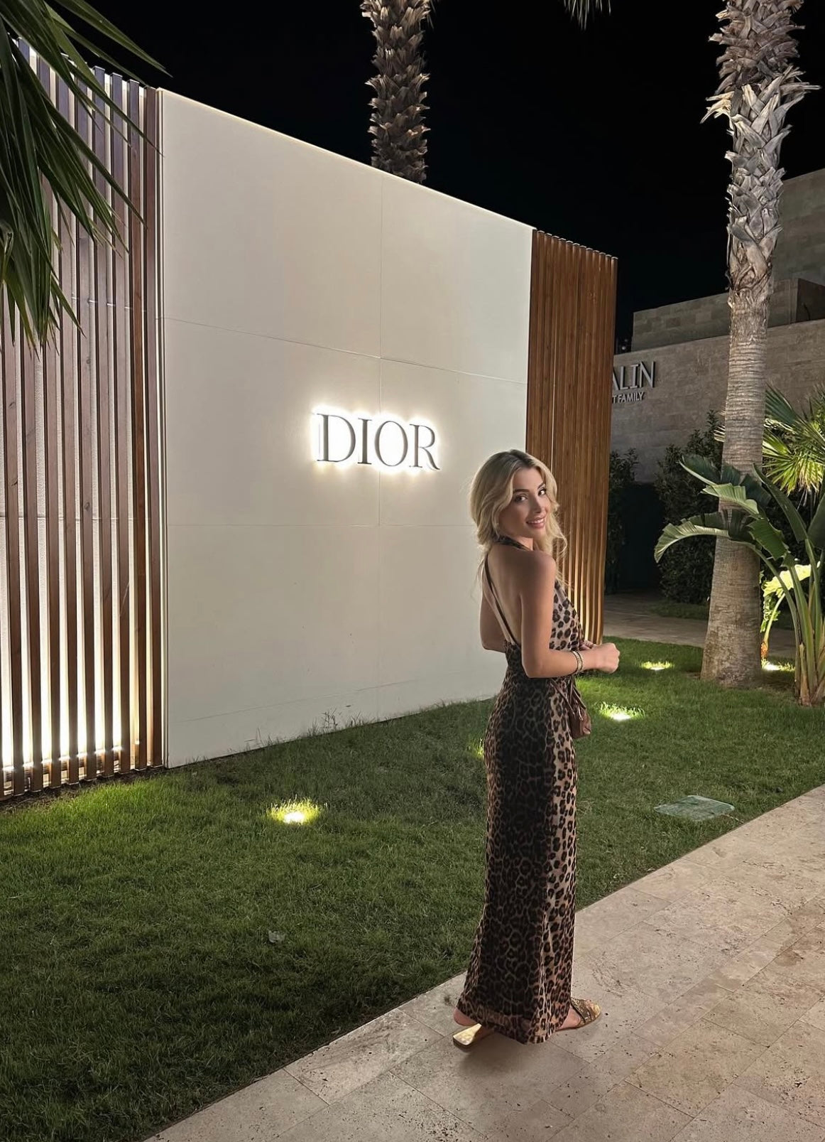 Open-back leopard dress