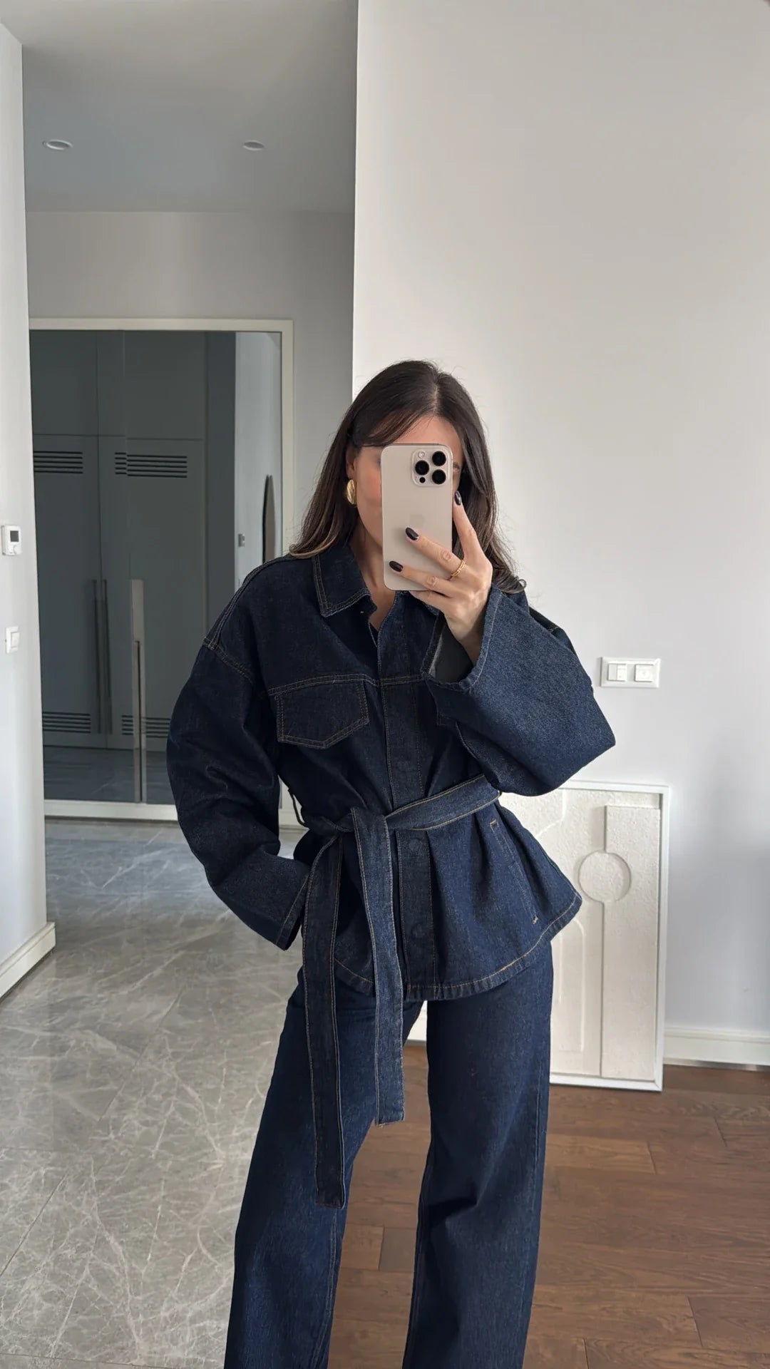 Waist-tied Denim Suit