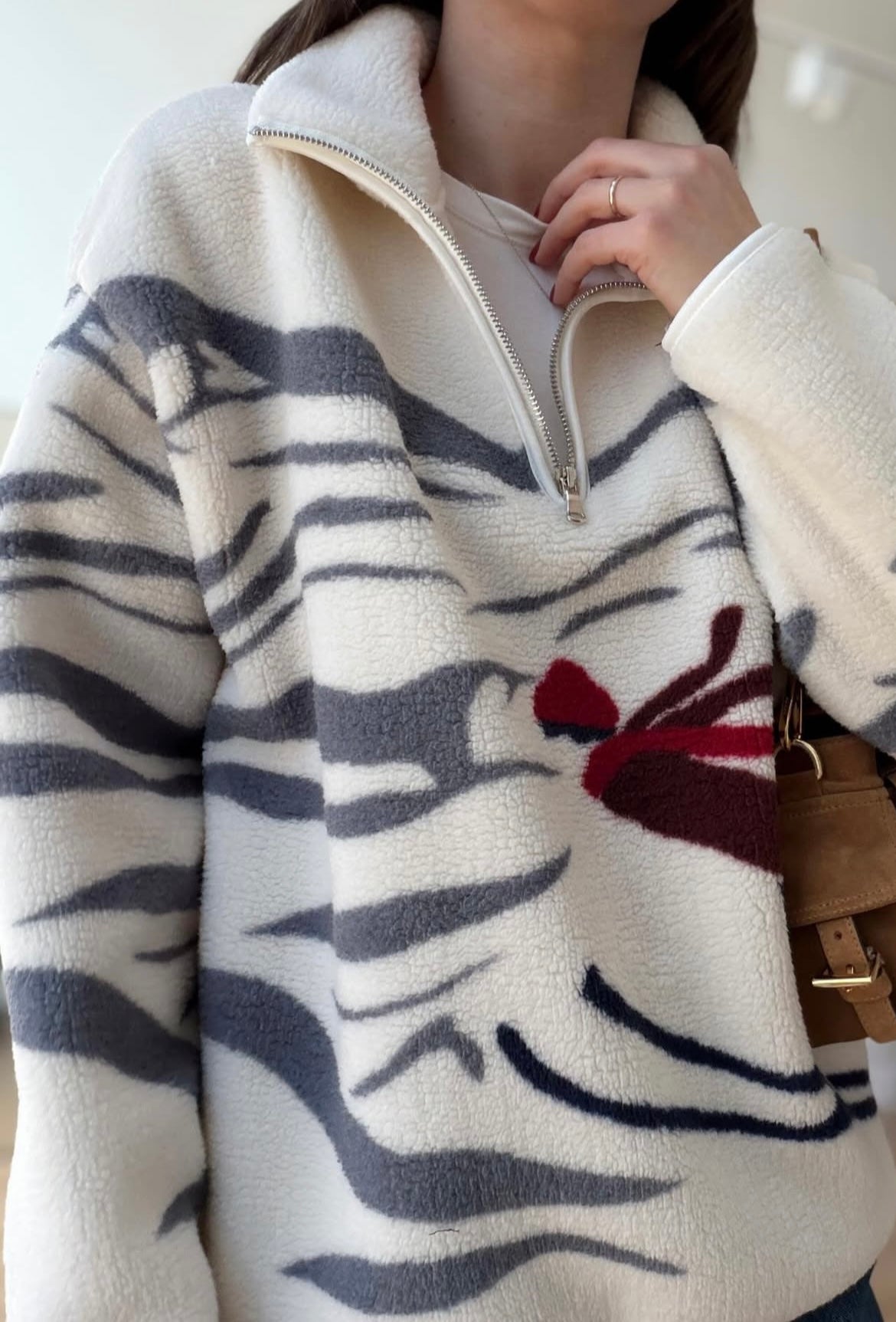 Grey print Ski-sweater