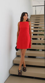 Amelia Linen Dress - Red