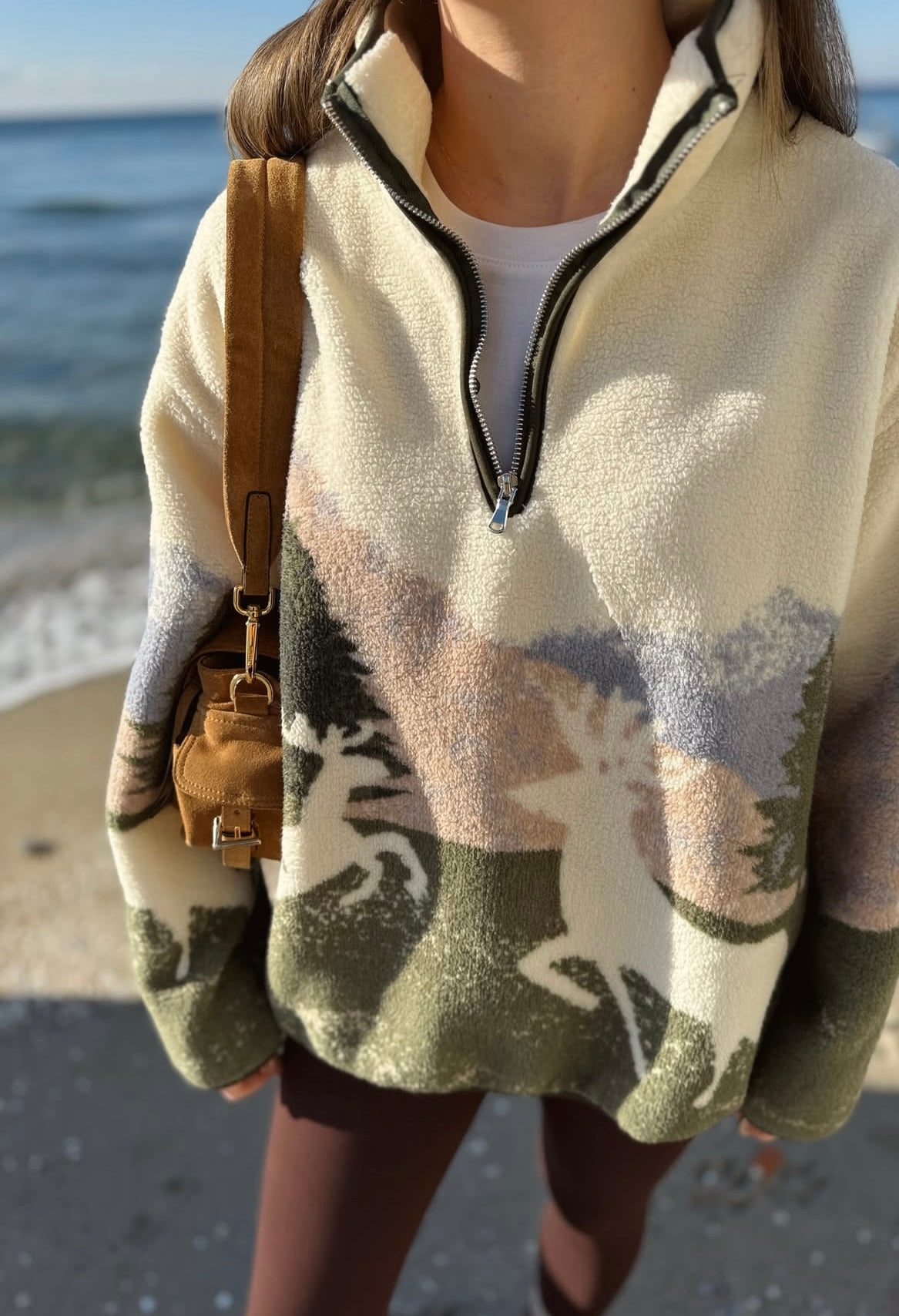 Khaki print Ski-sweater