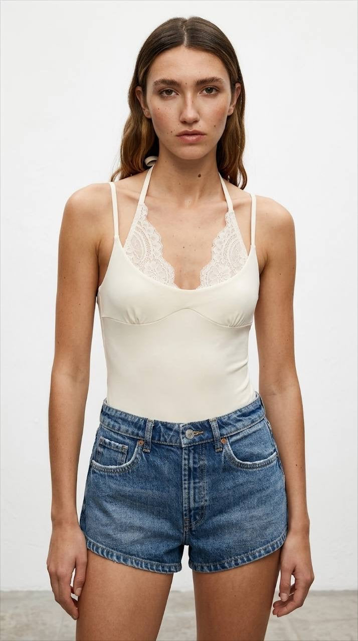 Lace detailed Bodysuit - White