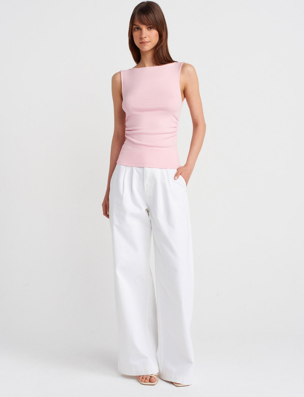 Boat-neck top - Pink