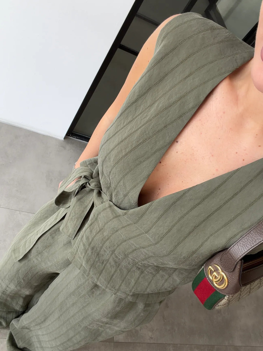 Striped Tencel Set - Khaki