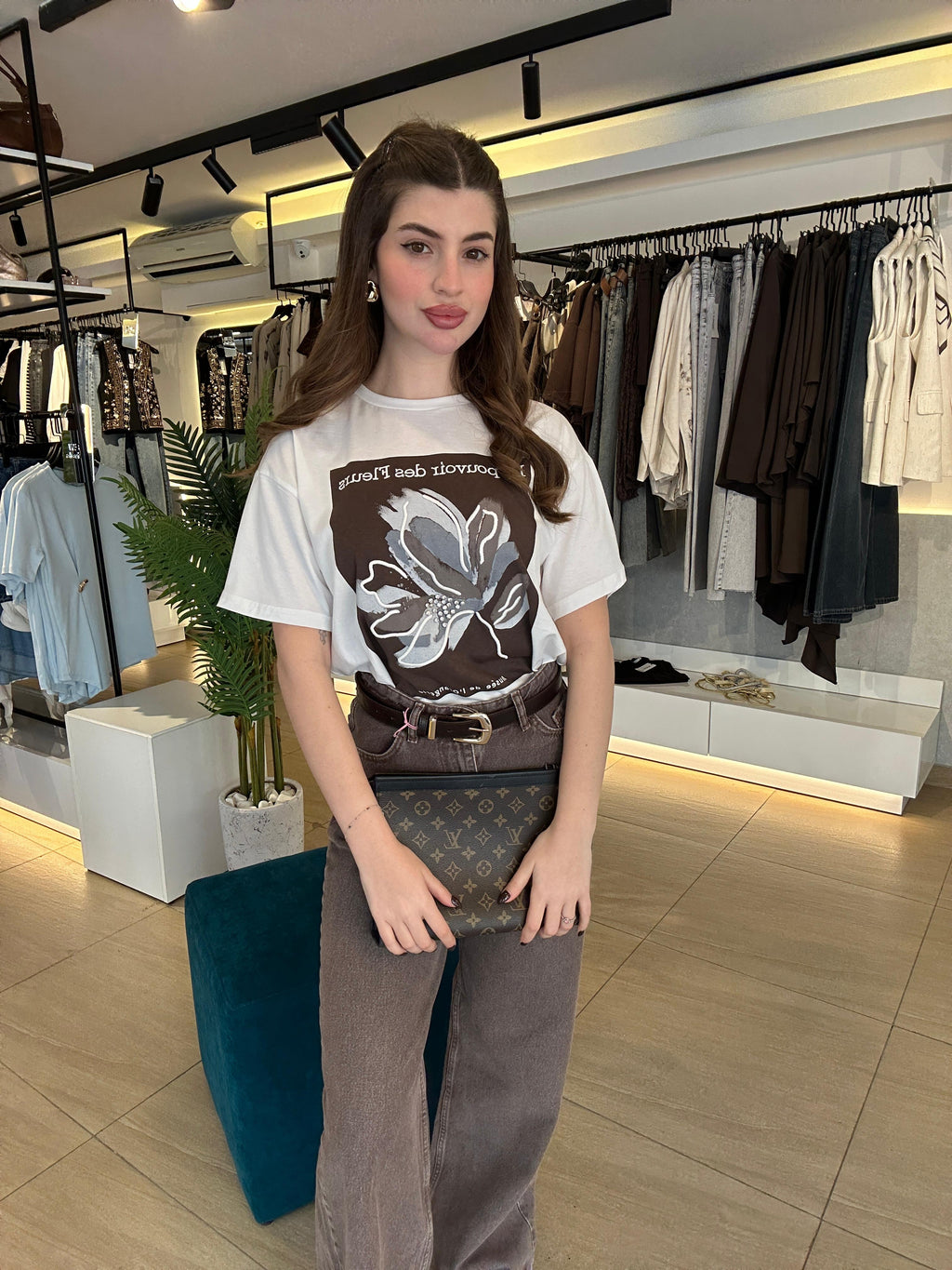 Brown Fleurs T-shirt
