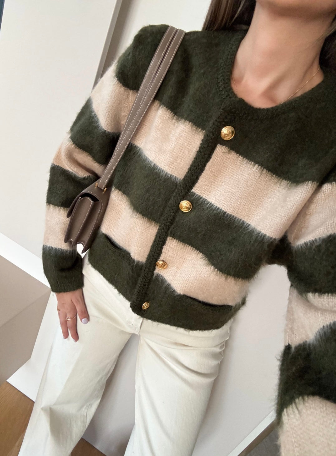 Striped Cardigan Green