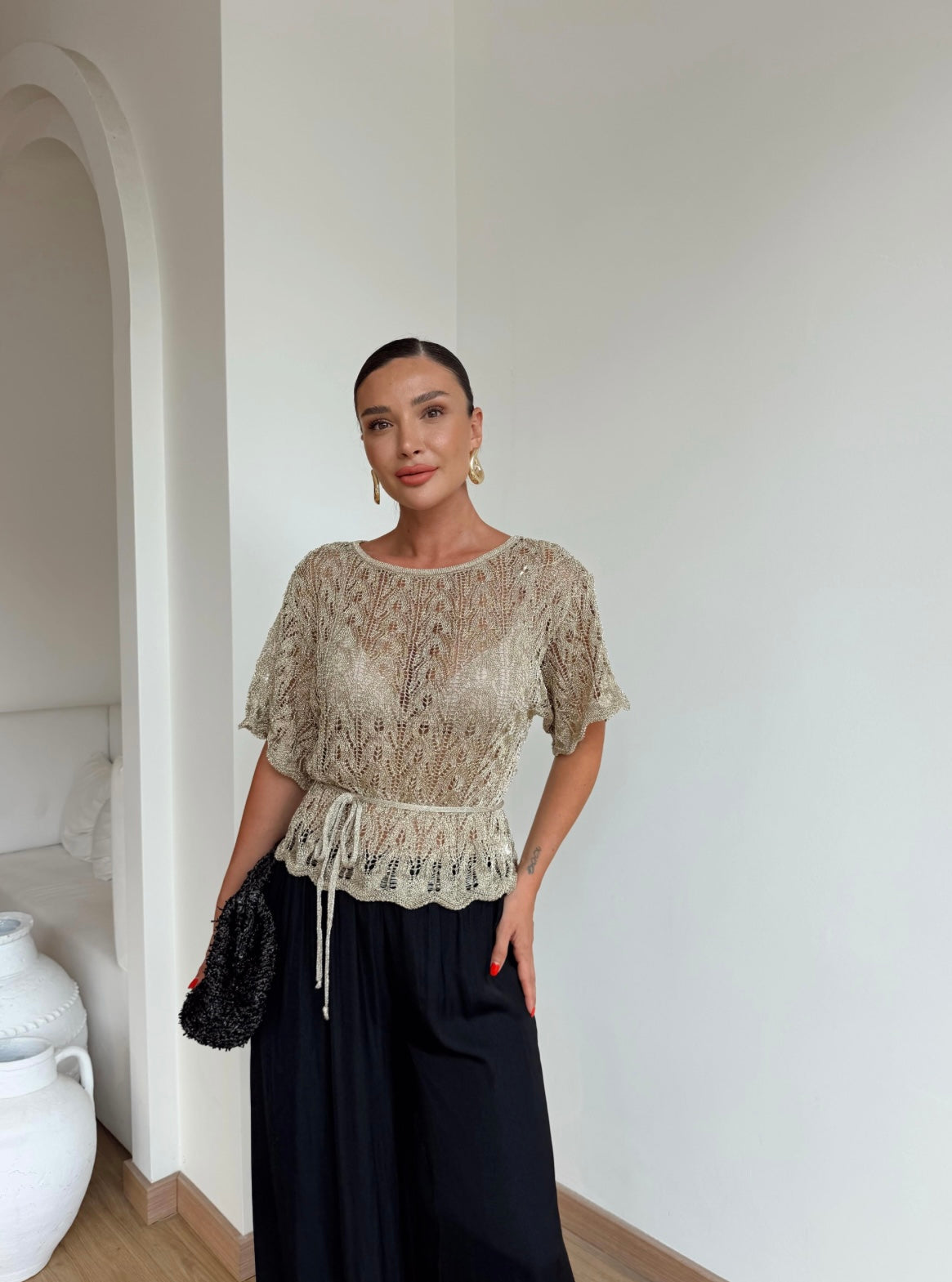 Metallic Knit Top - Gold