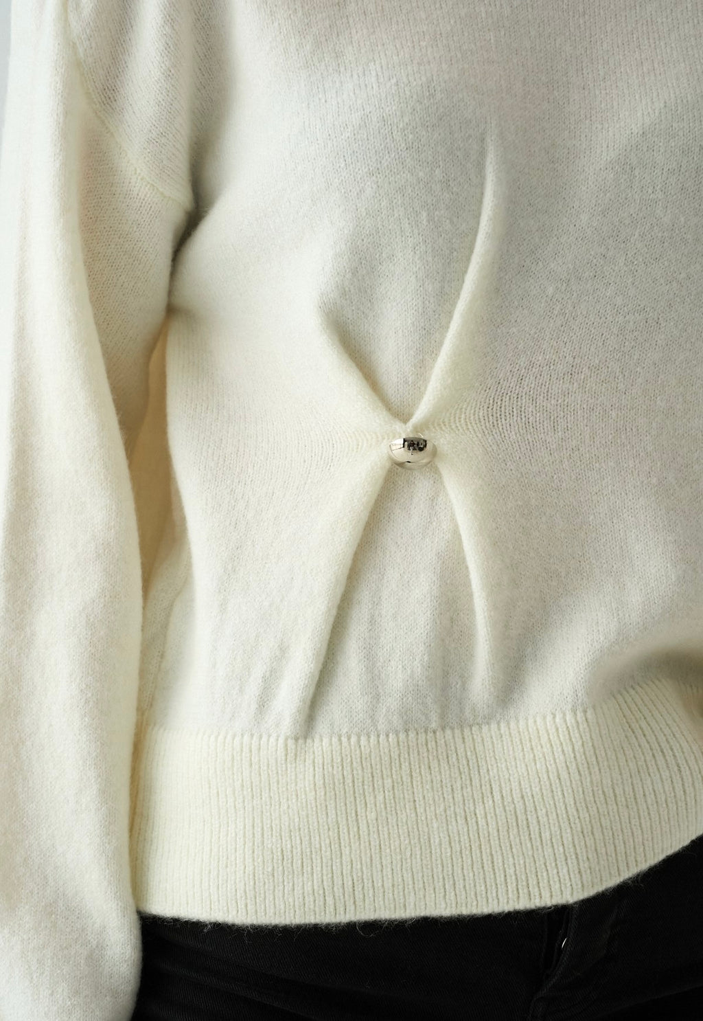 Cream Sweater with Pin