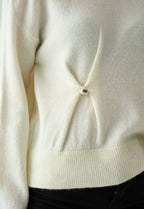 Cream Sweater with Pin