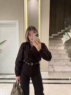 Denim Jumpsuit - Brown