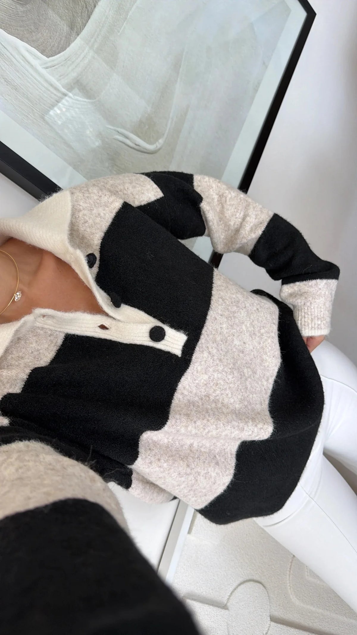 Stripe Polo Knit - Black