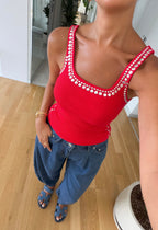 Bella Stud Top - Red
