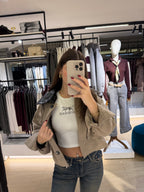 Beige Jacket with Leather Collar