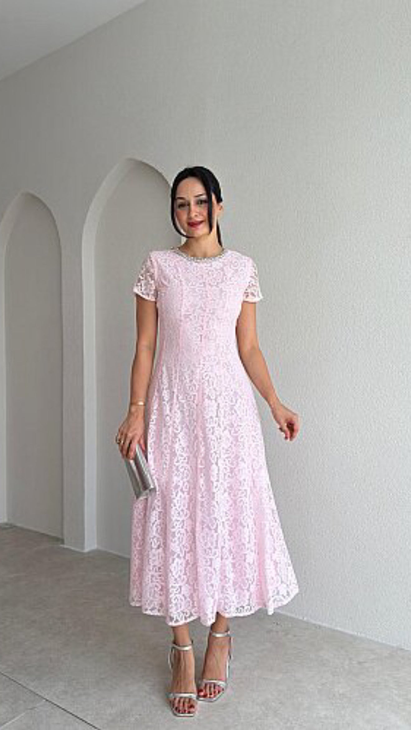 Juliette Lace Dress - Pink