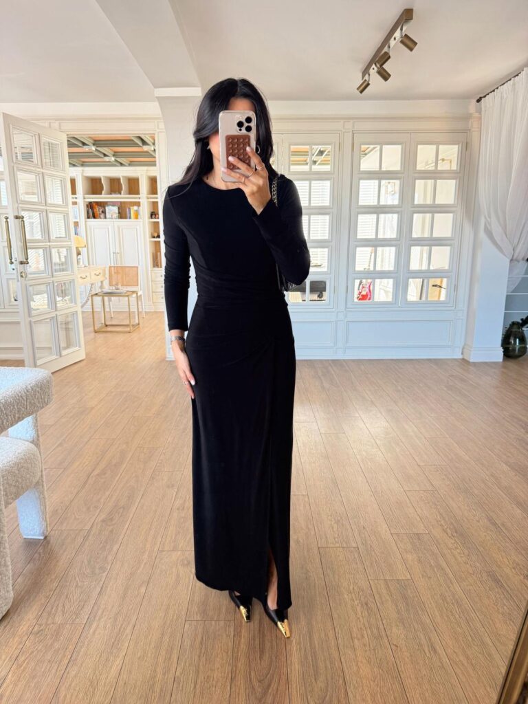 Black - Lycra Draped dress