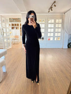 Black - Lycra Draped dress