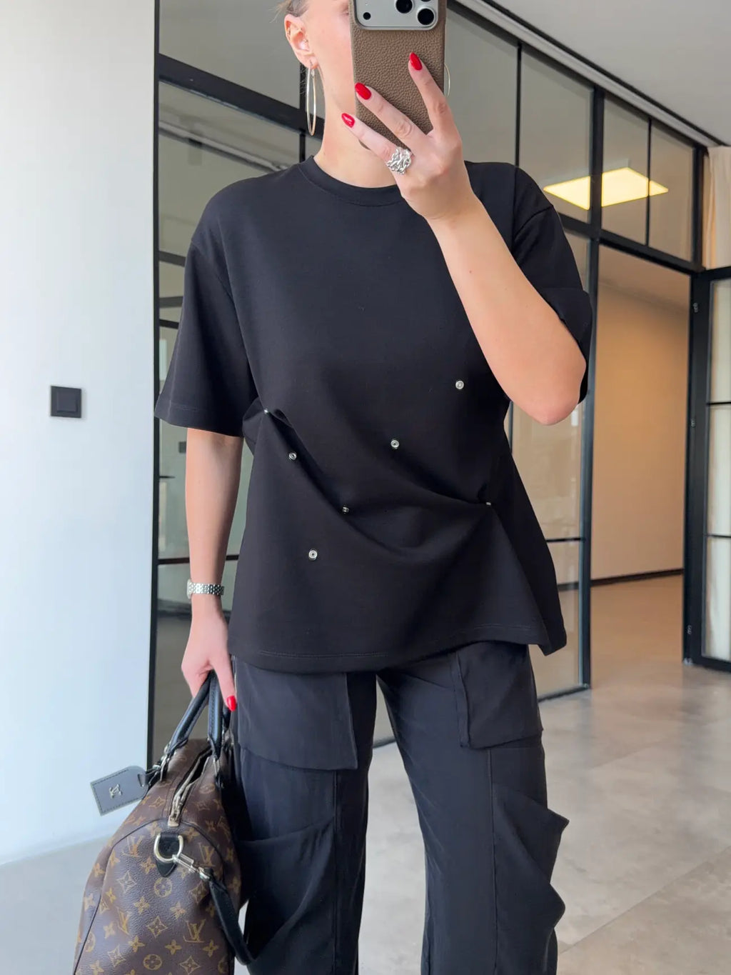Black T-shirt with Pins