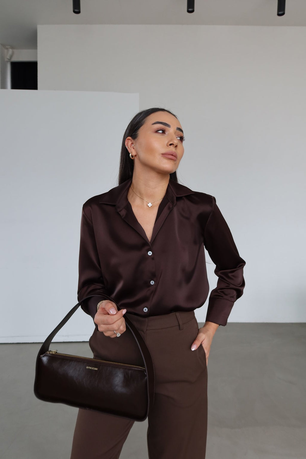 Brown Satin Shirt