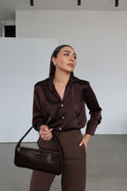 Brown Satin Shirt