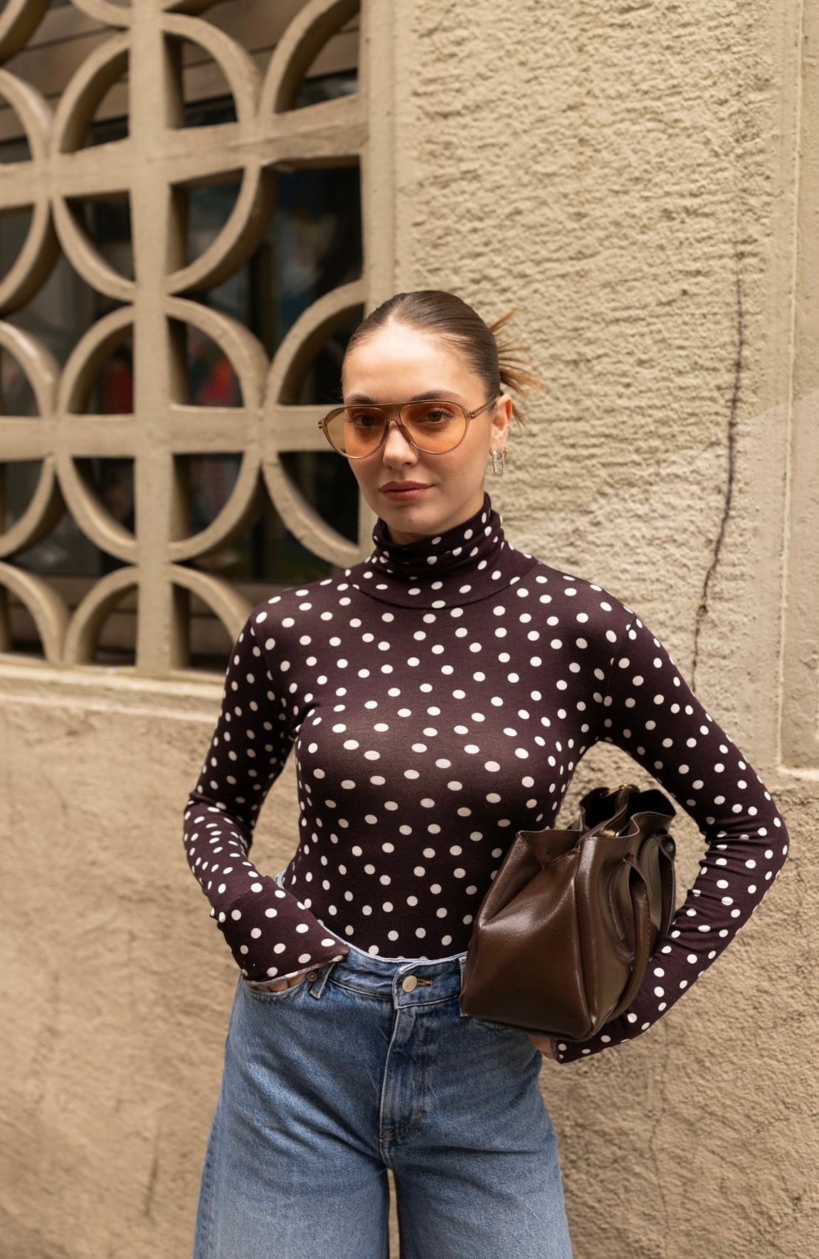 Polka-dots Blouse - Brown