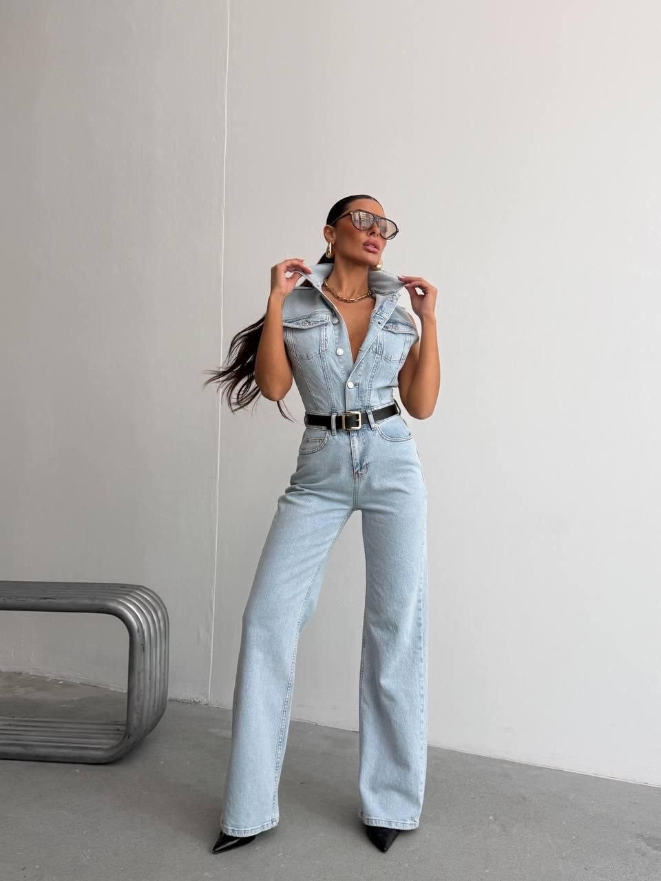 Light Blue Denim Jumpsuit
