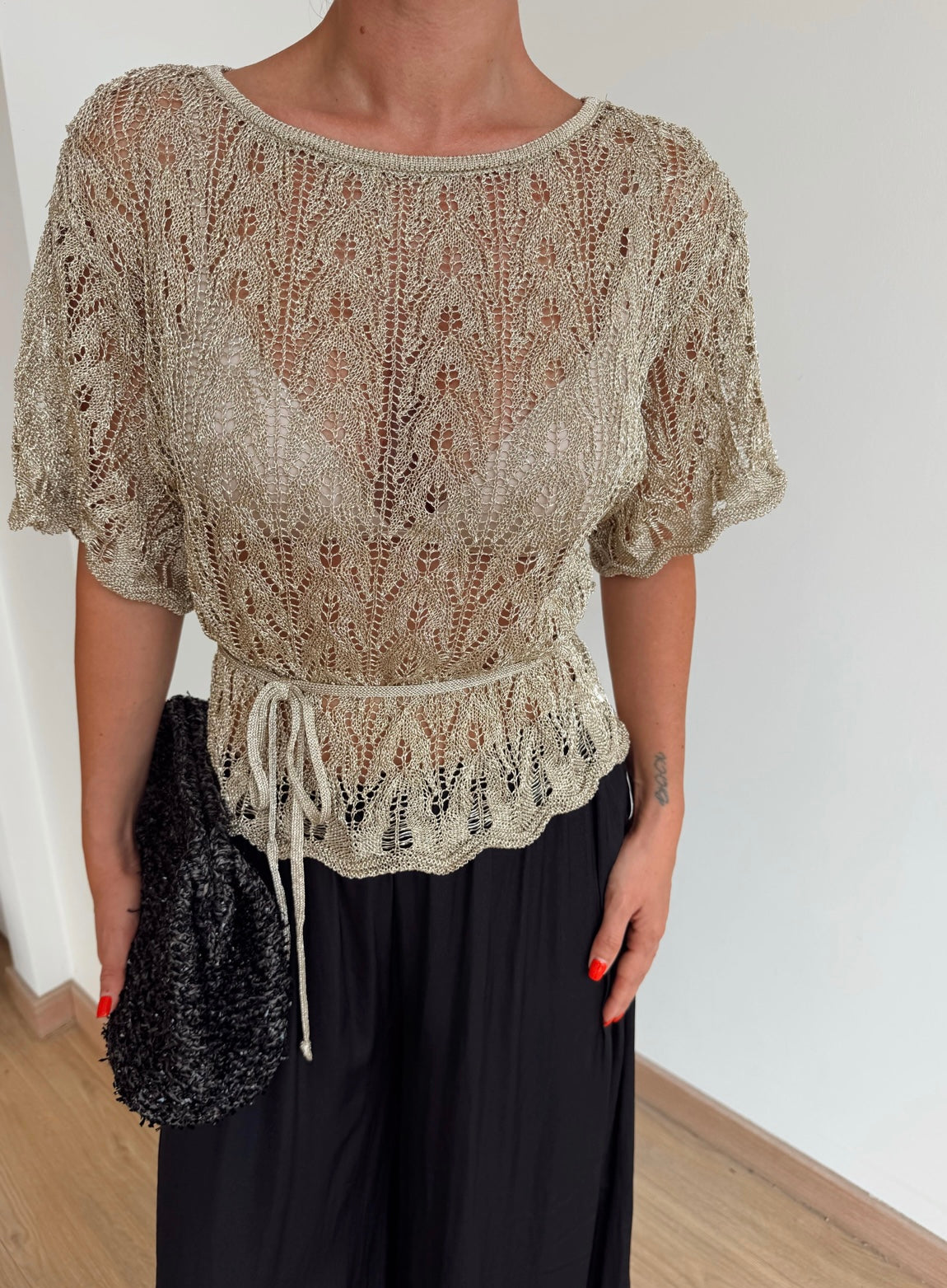 Metallic Knit Top - Gold