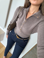 Taupe Stand Collar Sweater
