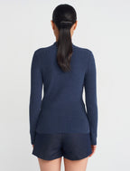 Indigo Stand Collar Sweater