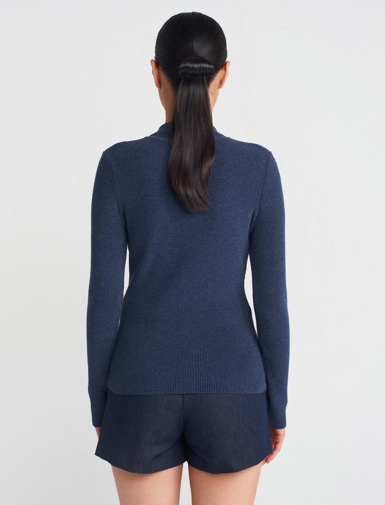 Indigo Stand Collar Sweater