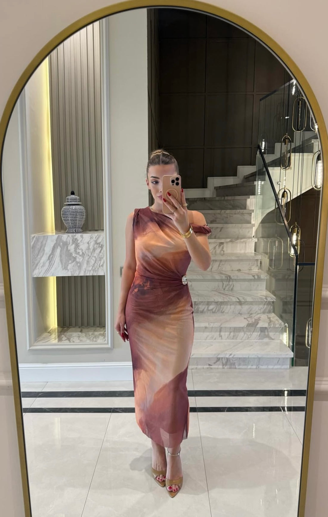 Patterned Draped Dress