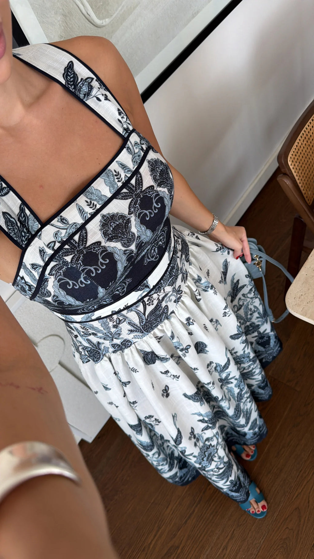 Patterned Navy Dress
