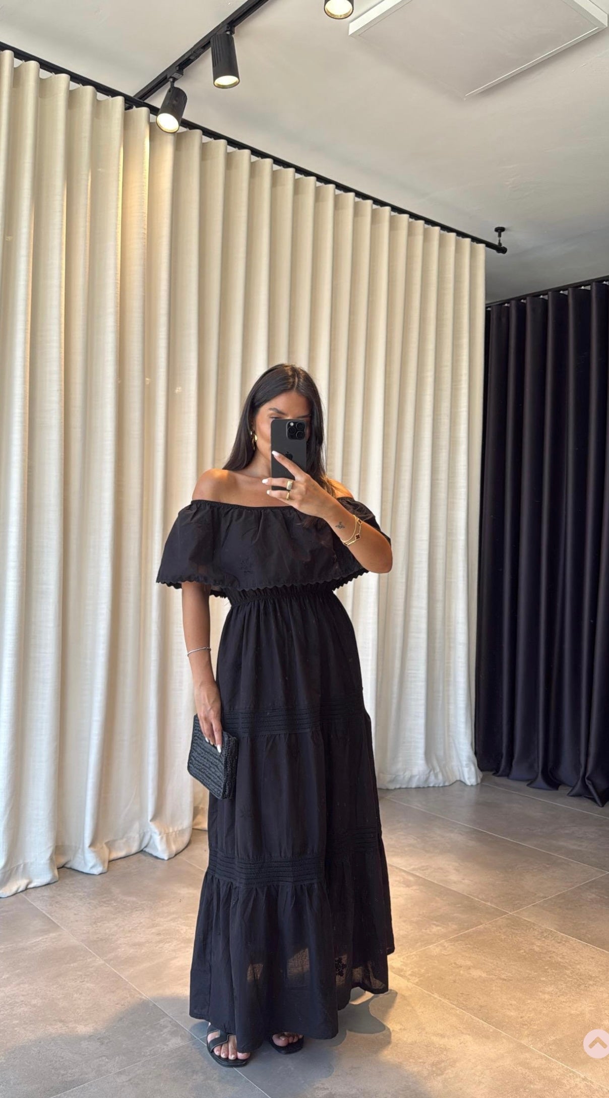 Off-shoulder collar dress