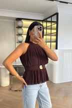 gold brooch blouse