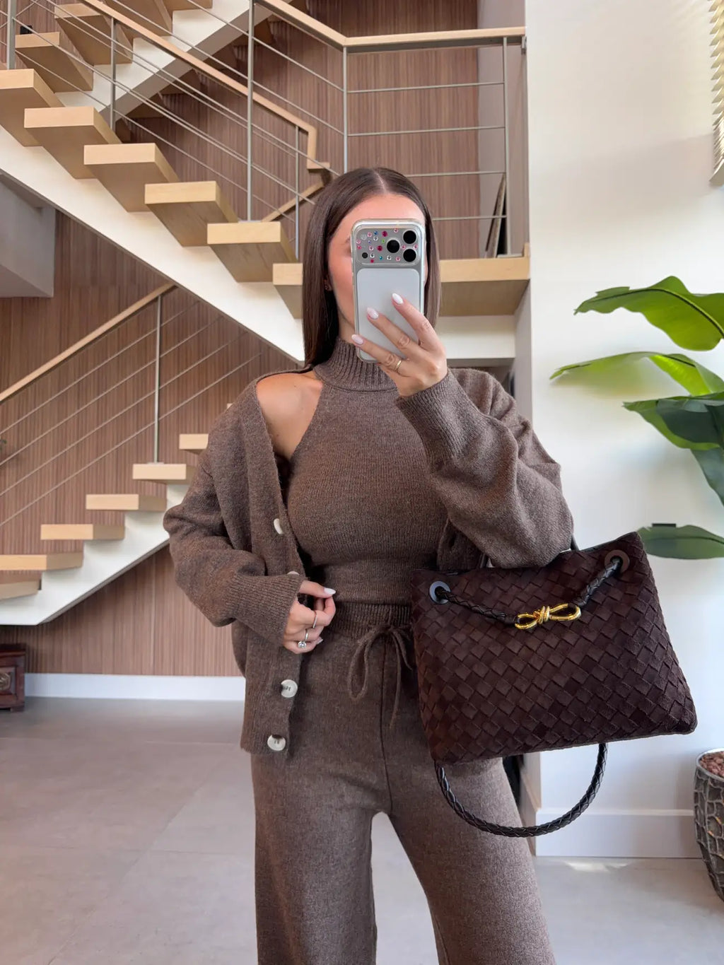 Knit 3-Piece Set - Brown