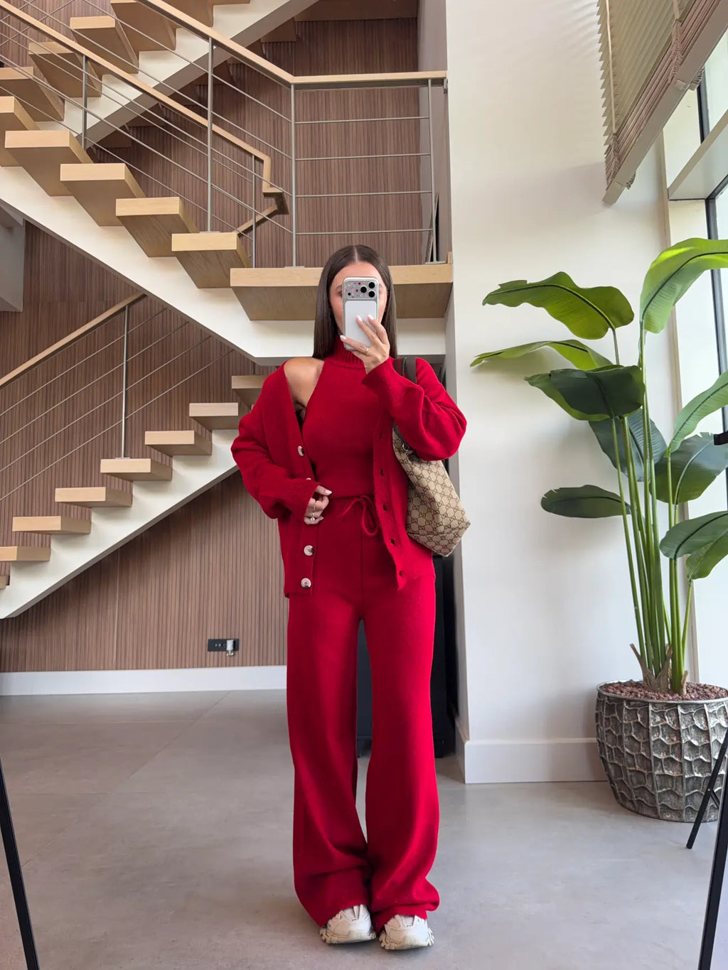 Knit 3-Piece Set - Red