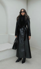 Fur-detailed Leather Coat