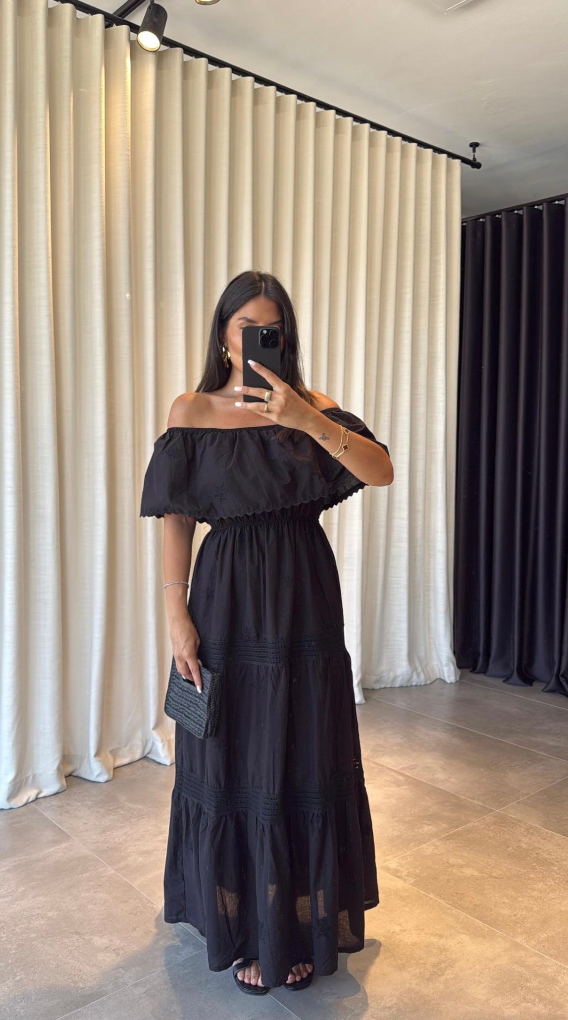 Off-shoulder collar dress