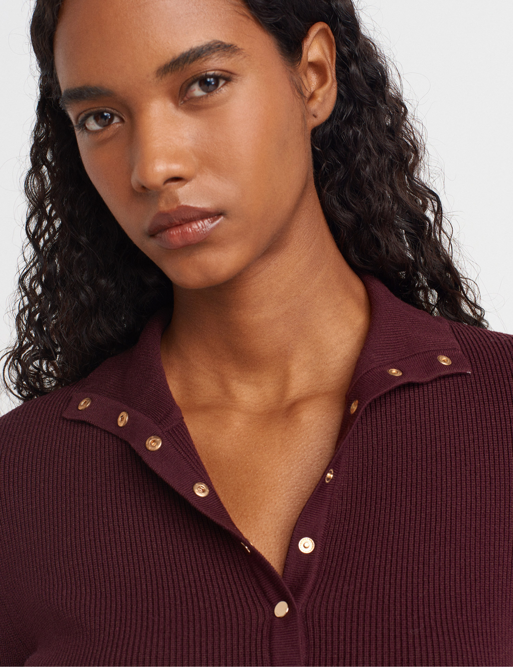 Plum Stand Collar Sweater