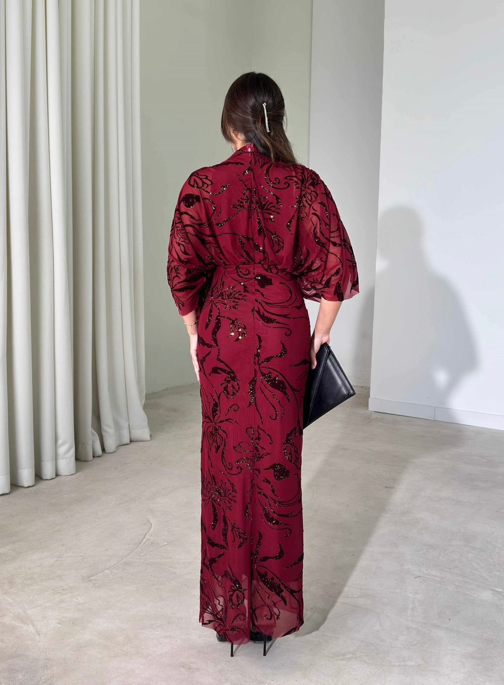 Amara Floral Dress - Bordeaux
