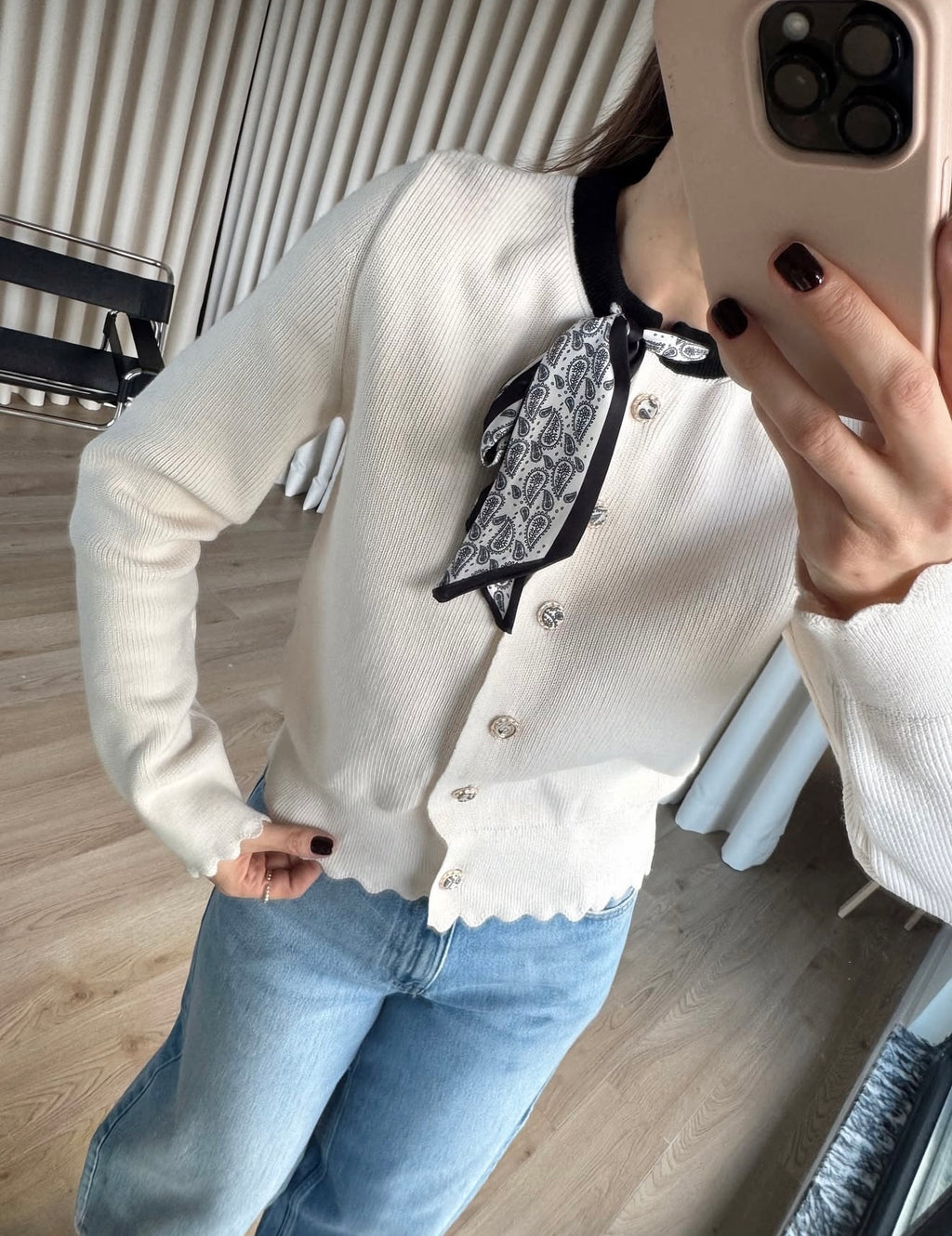 Scarf-detailed Cardigan