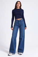 Blue Wide Flare Jeans