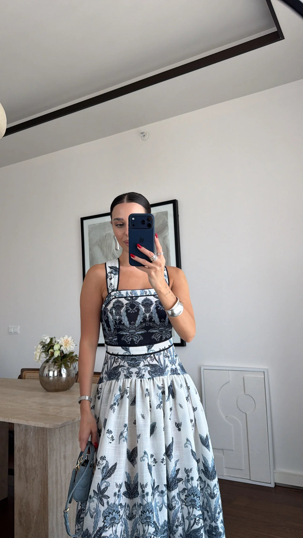 Patterned Navy Dress